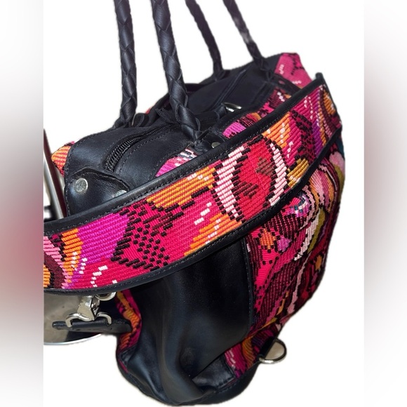 Amado Women's Crossbody Leather & Fabric Convertable Day BagBraided Handles NWOT - Picture 6 of 15